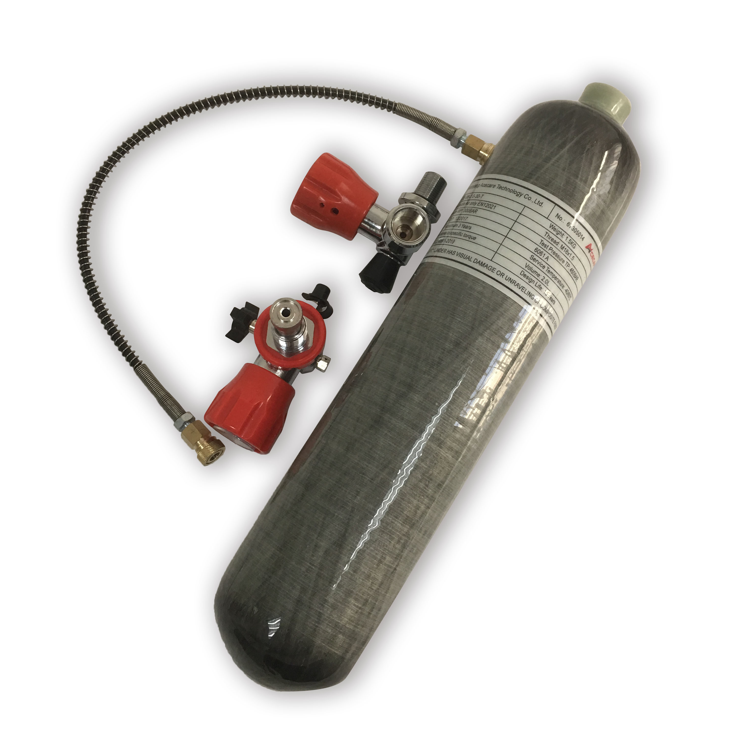 Acecare 2L CE Carbon Fiber Cylinder HPA Paintball Tank 300bar 4500psi  With Red Valve And Filling Station