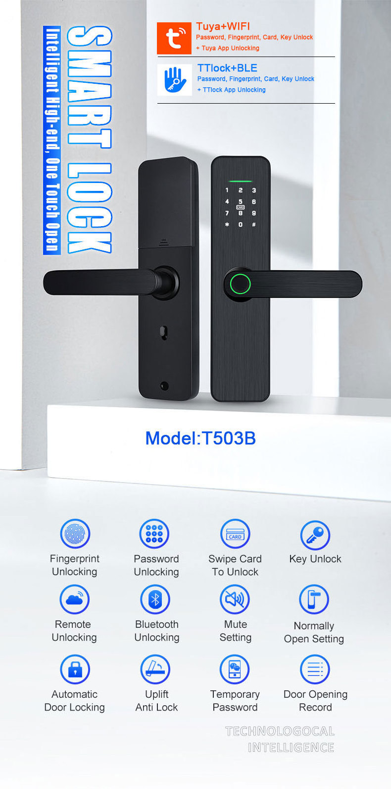 Smart Life/TUYA Alexa locks handle electric password digital smart Ttlock fingerprint door lock cerradura inteligente