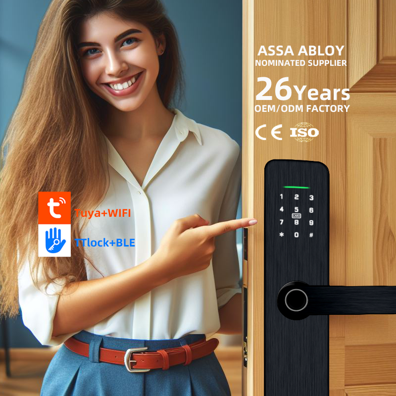 Smart Life/TUYA Alexa locks handle electric password digital smart Ttlock fingerprint door lock cerradura inteligente