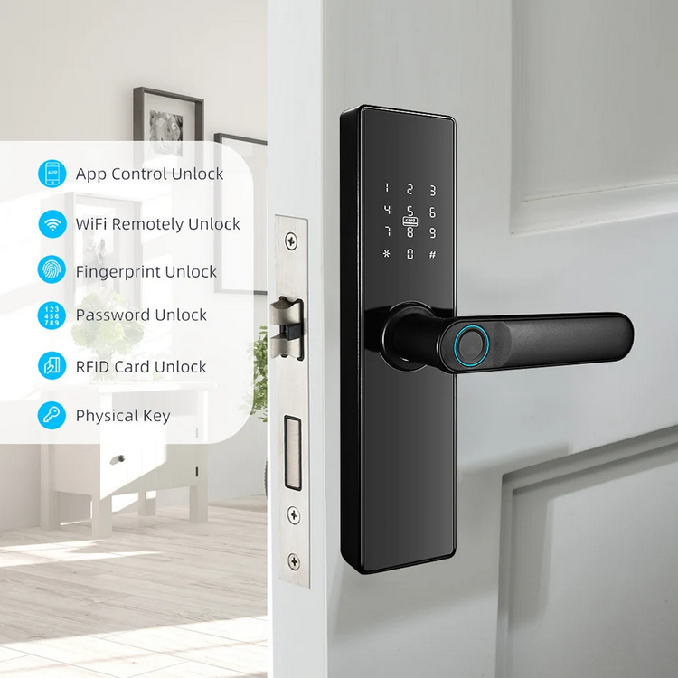 Wholesale Price Smart Lock Tuya Wifi App Fingerprint Cerradura Inteligente Handle Digital Keyless Door Lock