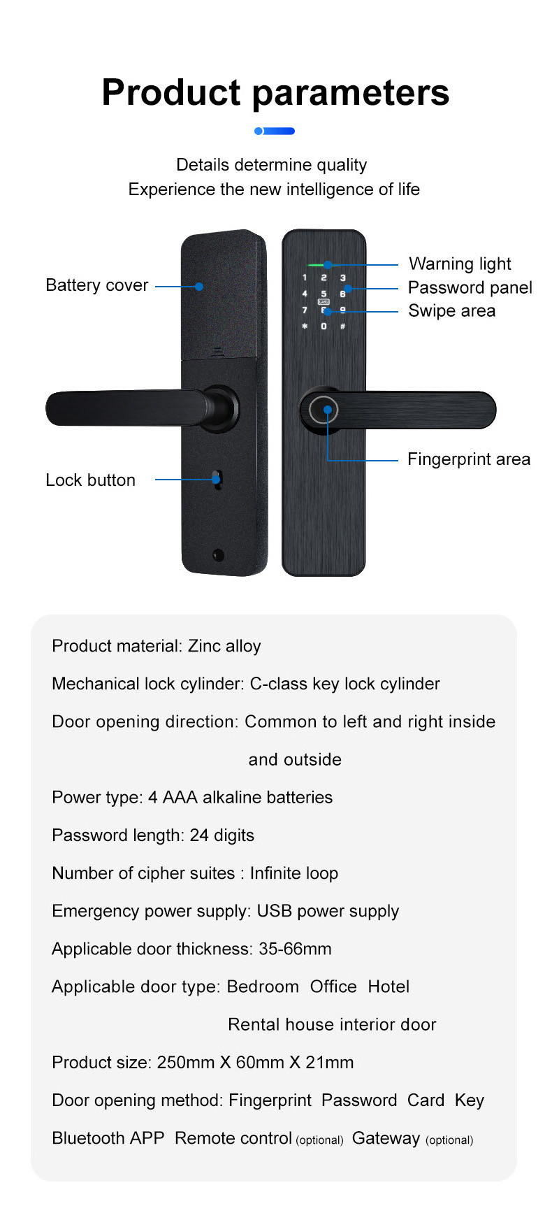 Digital Smart Door Lock with Fingerprint Security Electric Password Card and Key Features OEM Smart TTLock