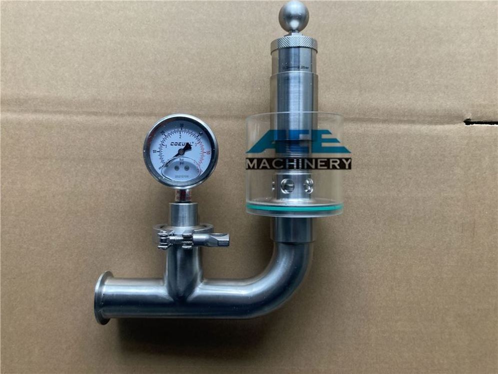 Sanitary Stainless Steel Exhaust Air Evacuation With Diaphragm Manometer Tri Clamp Spunding Control Pressure Relief Valve