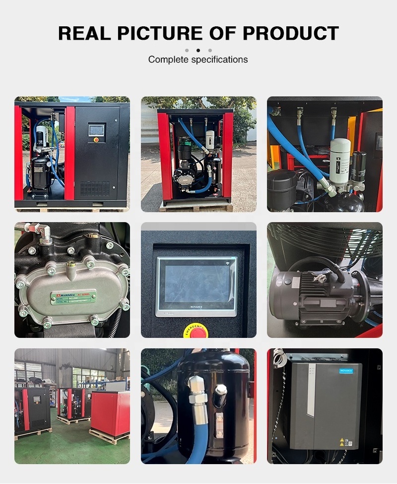 7.5kw15kw22kw75kw energy-saving complete set of industrial screw air compressor, with air storage tank dry machine