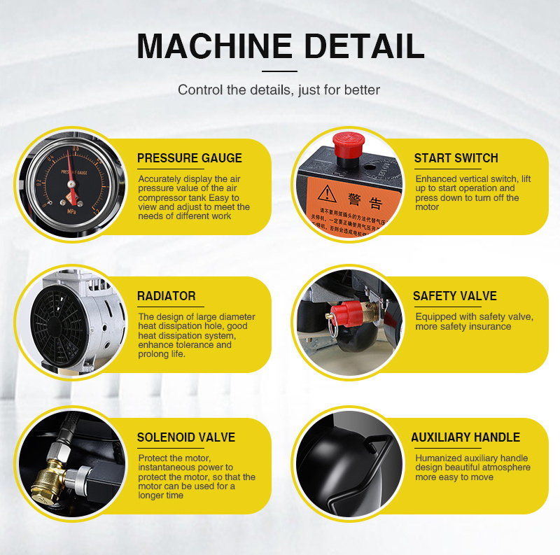 High standard automotive piston air cooled oil free air compressor 10hp 7.5kw portable belt driven air compressor