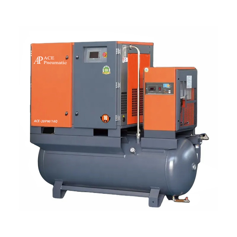 ACE Adopting Germany technology Soundless Rotary Pm Motor 37kw 8/10bar Silent Compressor Including Air Tank And Dryer