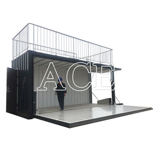 Electric Hydraulic Cylinder Fly Drop Side Outdoor Bar Booth 20ft Shipping Container Coffee Shop Prefabricated