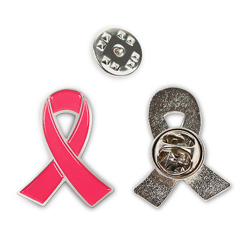 Ribbon iron pin button conference badge volunteer custom maker emblems and badges breast cancer awareness Brooches