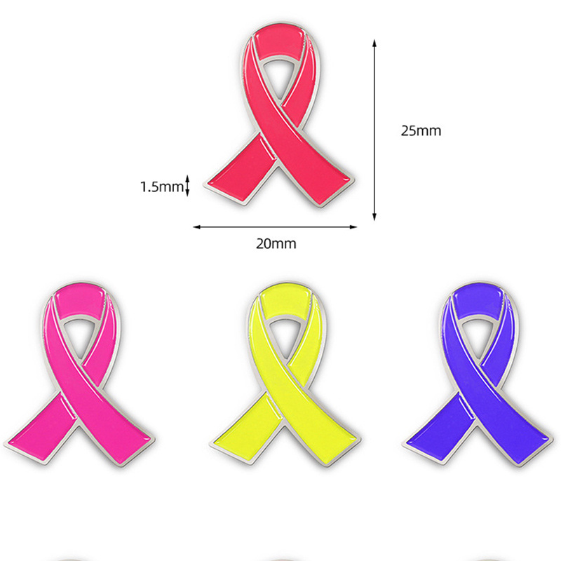 Ribbon iron pin button conference badge volunteer custom maker emblems and badges breast cancer awareness Brooches