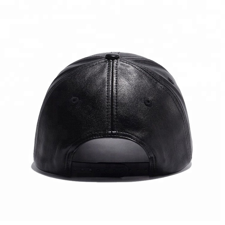 Black Men Sports Cap Pu Leather Curved Baseball Caps