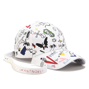 High quality adult white hip hop caps small moq fashion graffiti embroidery hip hop cloth caps hot sell hip-hop caps and hats