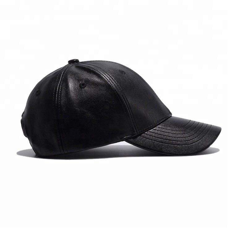 Black Men Sports Cap Pu Leather Curved Baseball Caps