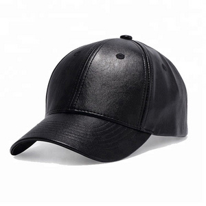 Black Men Sports Cap Pu Leather Curved Baseball Caps