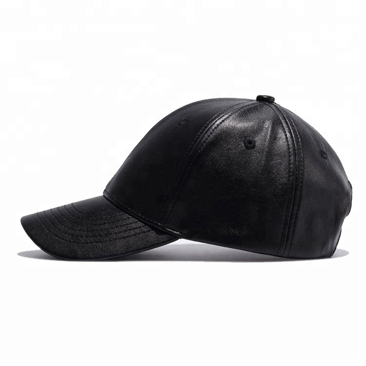 Black Men Sports Cap Pu Leather Curved Baseball Caps