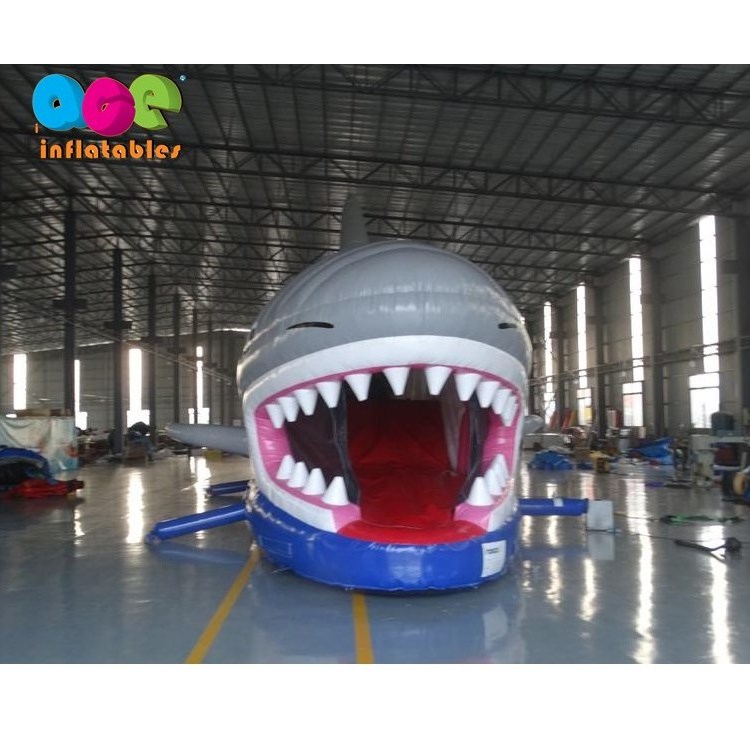 outdoor 53ft shark Inflatable obstacle course challenge game for sale