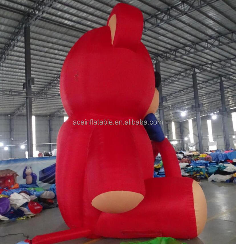 Outdoor Giant advertising Customized blow up cartoon characters mascots air balloon Inflatable red Teddy Bear model tunnel