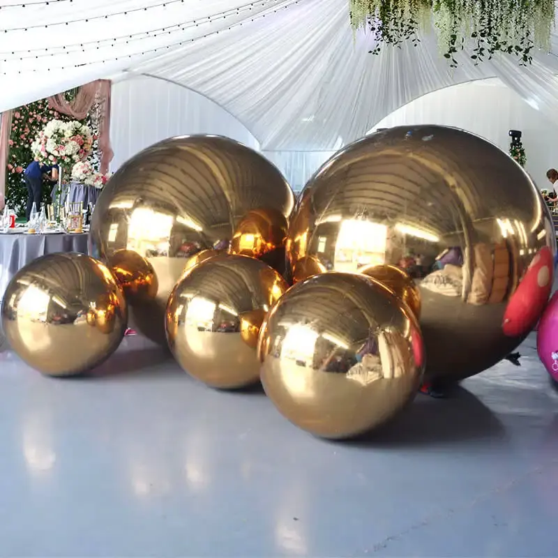 giant inflatable golden ball event decor metallic balls christmas blow up yard decorations ornament inflatable mirror ball