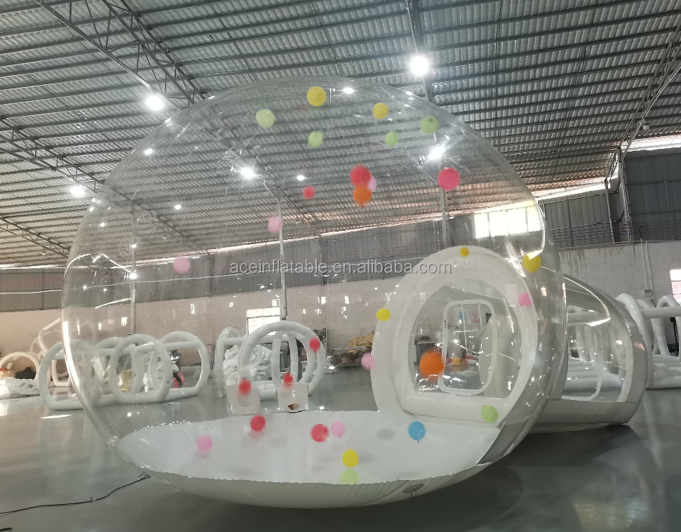 Outdoor single tunnel inflatable transparent bubble tent PVC hotel outside globe clear bubble dome igloo tent