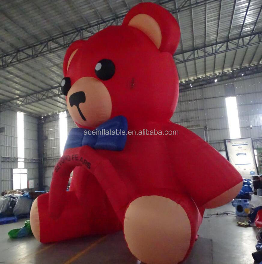 Outdoor Giant advertising Customized blow up cartoon characters mascots air balloon Inflatable red Teddy Bear model tunnel