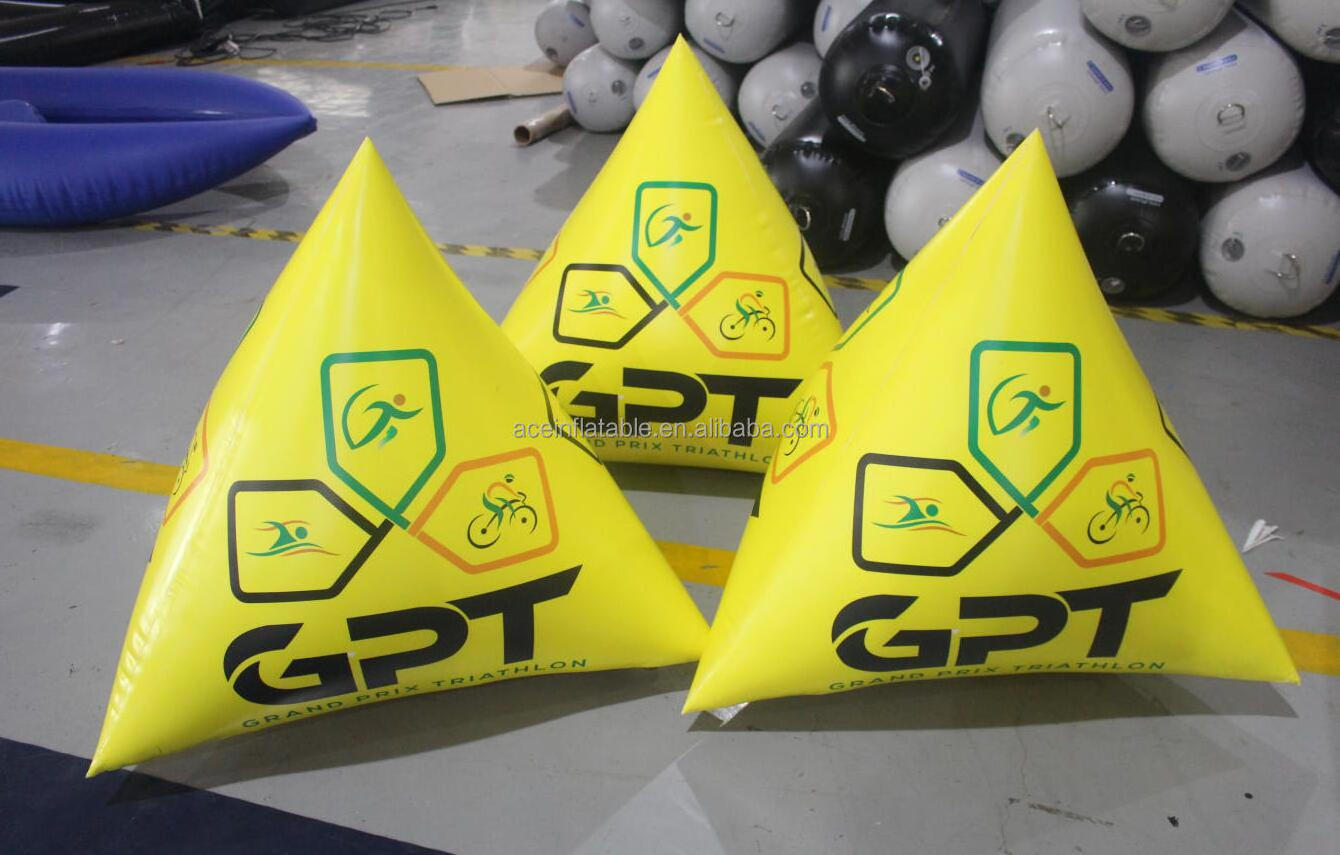 customized full printing water buoy Triangular Floating marker buoy inflatable triangle buoy for sale