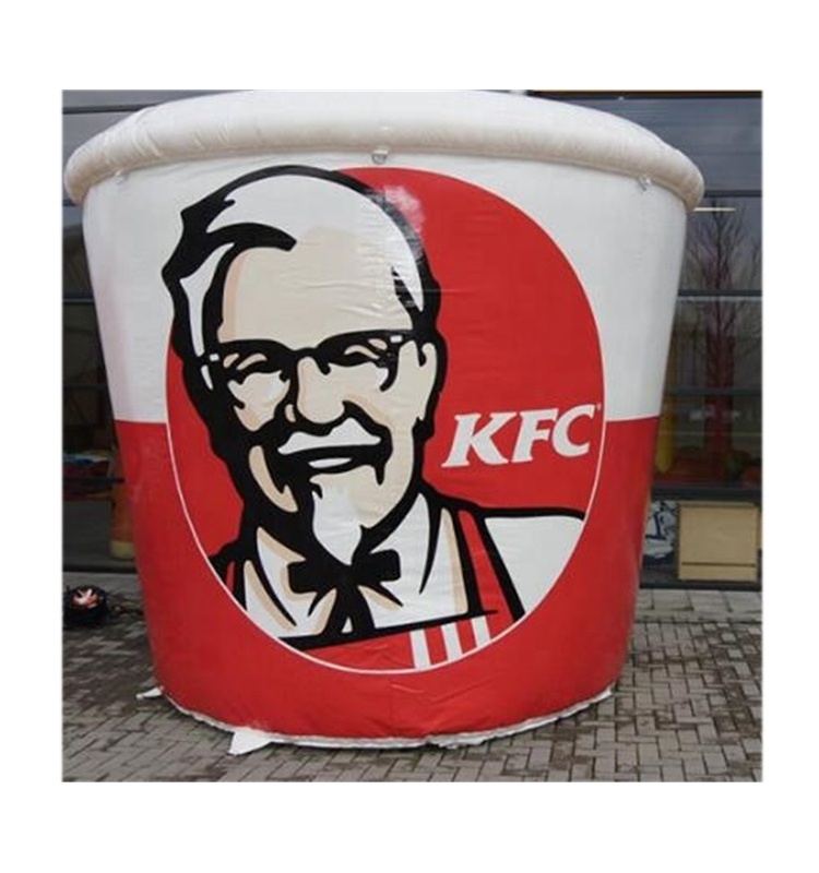 Outdoor Decorative Giant Customized Strong Inflatable Chicken Bucket for KFC Advertising