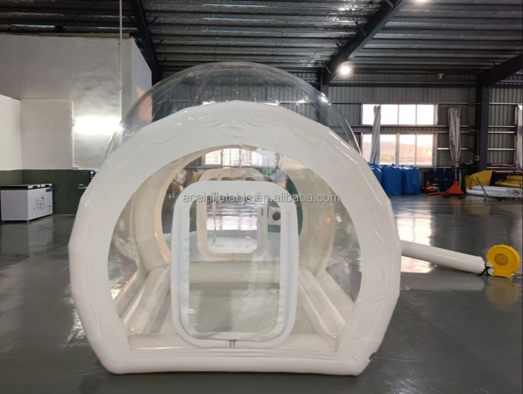 Outdoor single tunnel inflatable transparent bubble tent PVC hotel outside globe clear bubble dome igloo tent