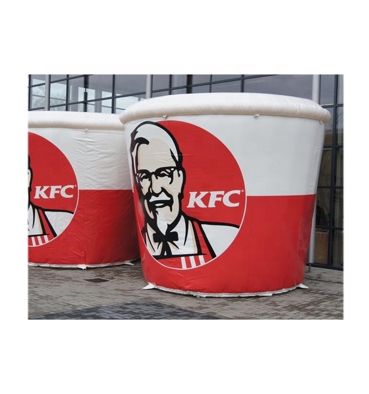 Outdoor Decorative Giant Customized Strong Inflatable Chicken Bucket for KFC Advertising