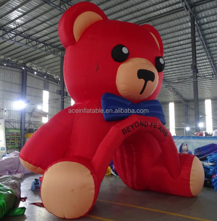 Outdoor Giant advertising Customized blow up cartoon characters mascots air balloon Inflatable red Teddy Bear model tunnel