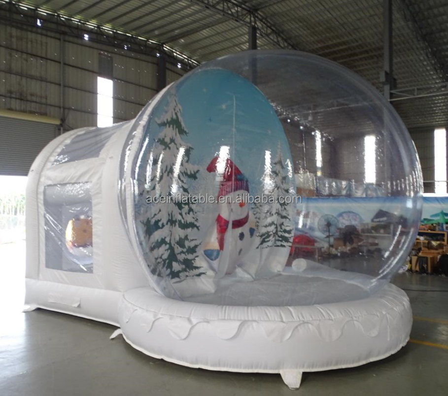 customized pvc snow globe inflatable bounce house Christmas decoration clear bubble Photo Booth giant inflatable snow globe