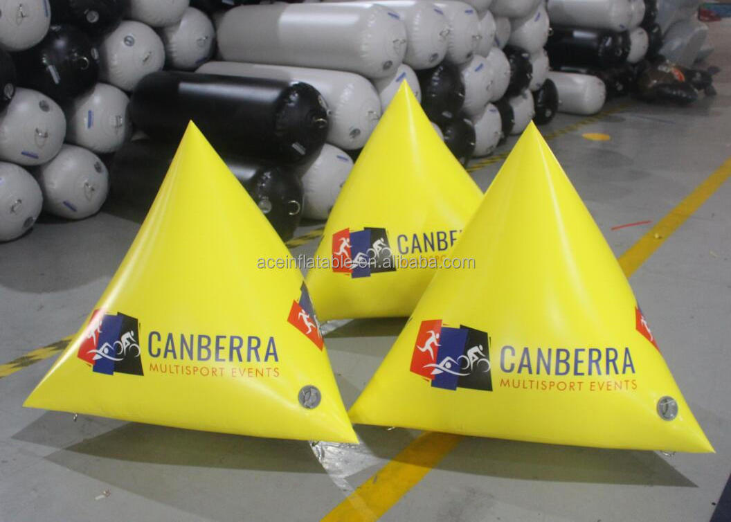 customized full printing water buoy Triangular Floating marker buoy inflatable triangle buoy for sale