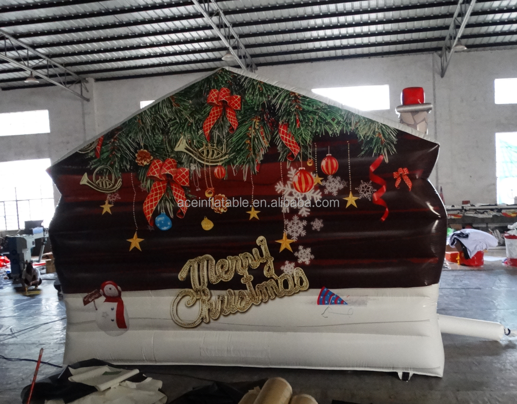 Xmas Inflatable Santa's Grotto Inflatable House Santa Claus Christmas hut Inflatable Tent for advertising