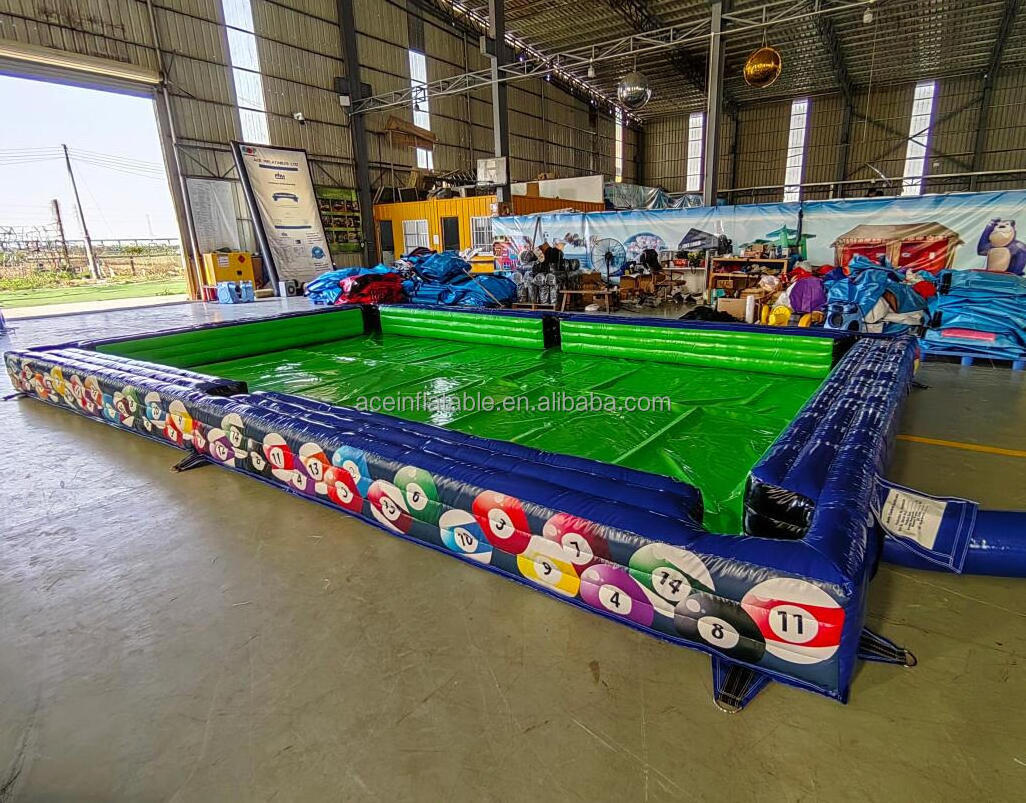 interactive sport game French inflatable Human Billiard Soccer Football Snooker Balls Table Inflatable Pool Table for sale