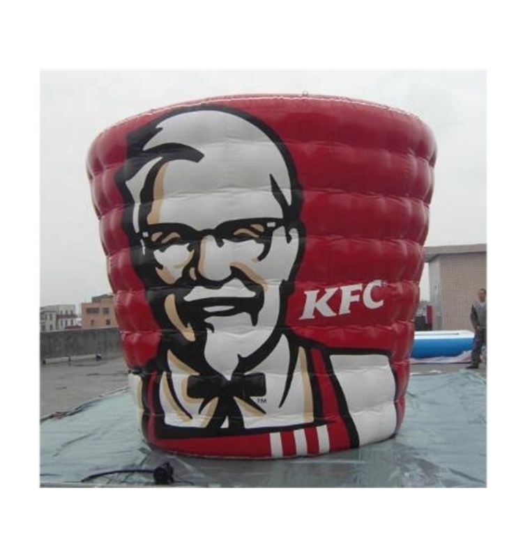 Outdoor Decorative Giant Customized Strong Inflatable Chicken Bucket for KFC Advertising