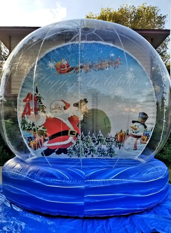 outdoor inflatable human size snow globe  photo booth with blowing snow