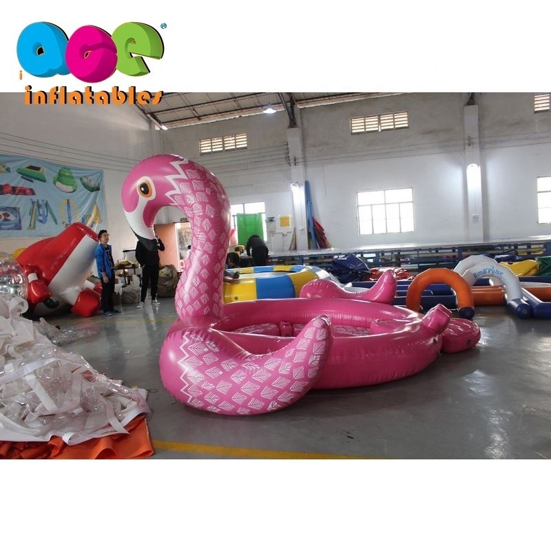 Factory customized Summer Water Fun Pool Toy PVC tarpaulin 6 person giant Inflatable Flamingo Float