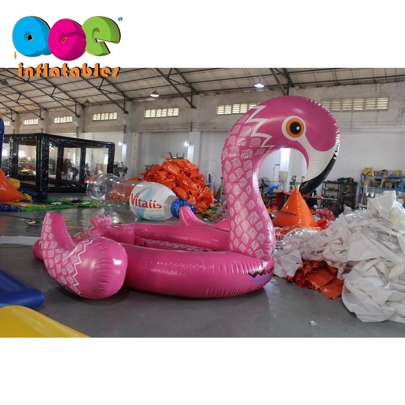 Factory customized Summer Water Fun Pool Toy PVC tarpaulin 6 person giant Inflatable Flamingo Float