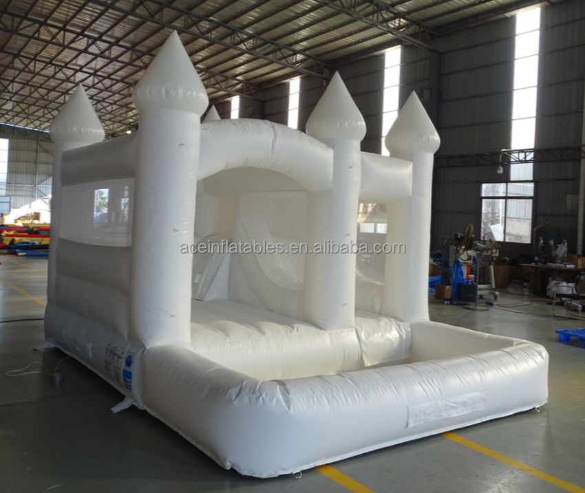 Commercial kids wedding inflatable bouncer with slide jumping castle bounce house white bouncy castle with ball pit for sale