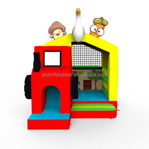 outdoor commercial jump kids jumpers combo with slide jumping castle bounce house farm car theme inflatable bouncer