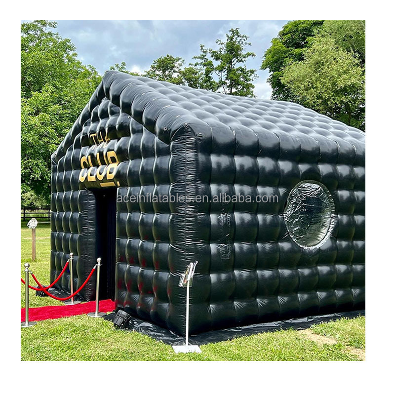 Portable Large Party Tent House Black LED Light Inflatable Cube Party Nightclub Tent inflatable night club