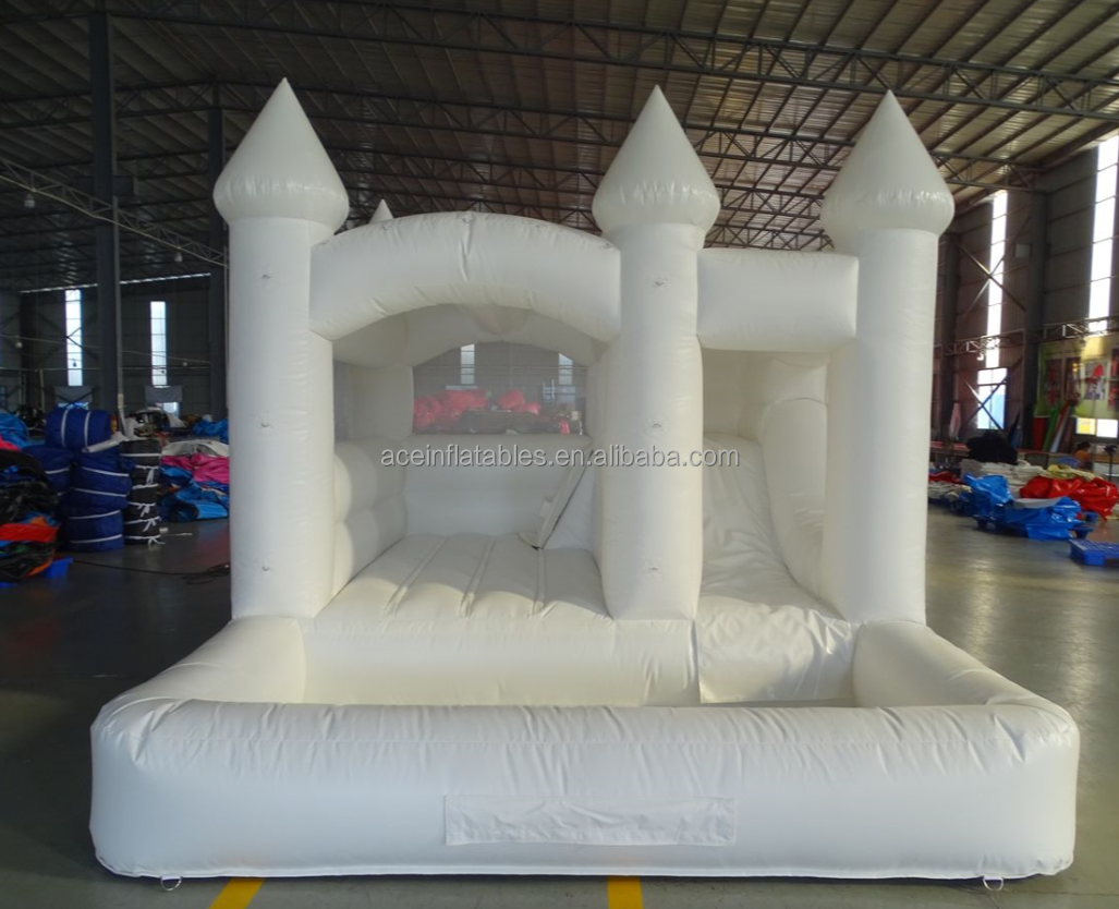 Commercial kids wedding inflatable bouncer with slide jumping castle bounce house white bouncy castle with ball pit for sale