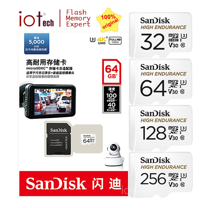 High Endurance Super Speed SanDisk Memory Card Video Monitoring U3 Flash SDHC/SDXC 32gb 64gb 128gb 256gb Card