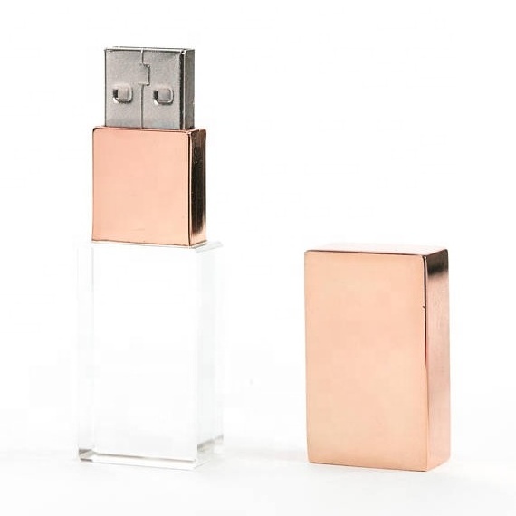 Rose Gold Kristall Cristal Transparent USB 3.0 Flash Stick 32G 64gb 128gb customized logo crystol USB flash drives with box