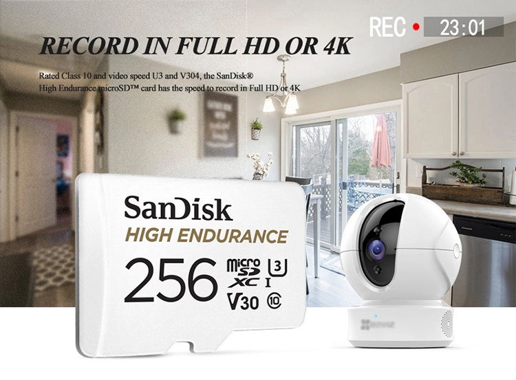 High Endurance Super Speed SanDisk Memory Card Video Monitoring U3 Flash SDHC/SDXC 32gb 64gb 128gb 256gb Card