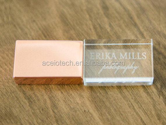 Rose Gold Kristall Cristal Transparent USB 3.0 Flash Stick 32G 64gb 128gb customized logo crystol USB flash drives with box