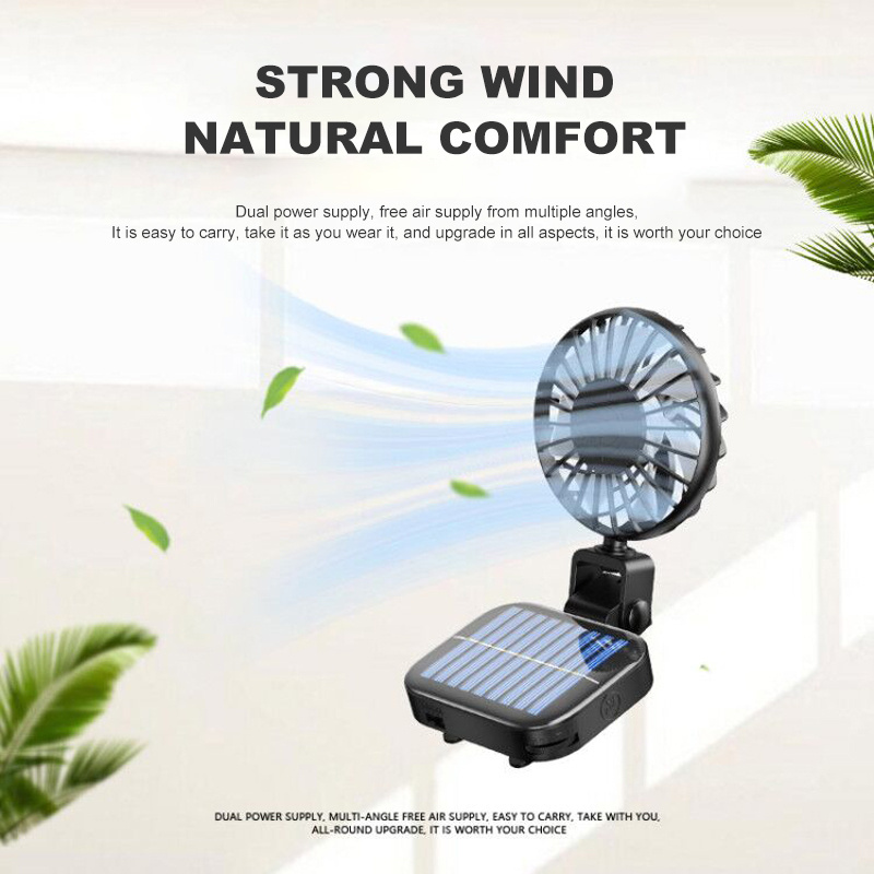 Factory Direct Sales High Quality Portable Small Clip hat Fan Solar Mini rechargeable fan