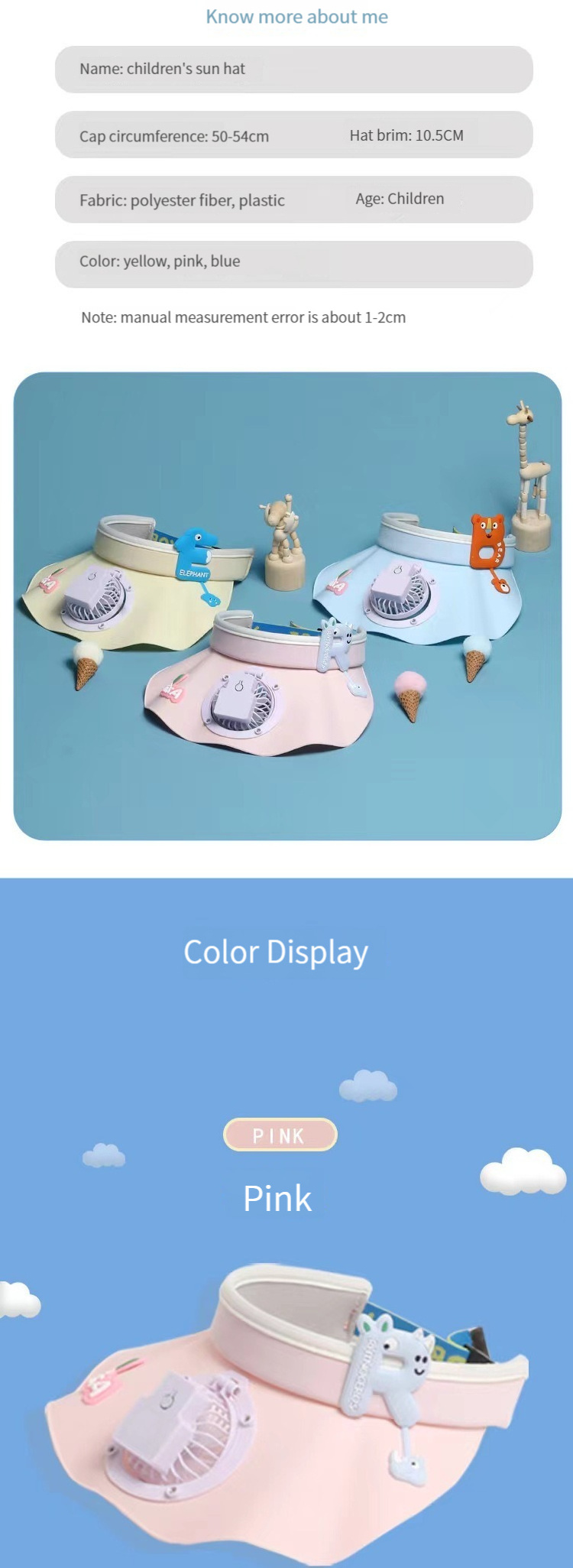 Excellent quality USB charging fan hat children summer big brim sun protection hat with a solar powered fan