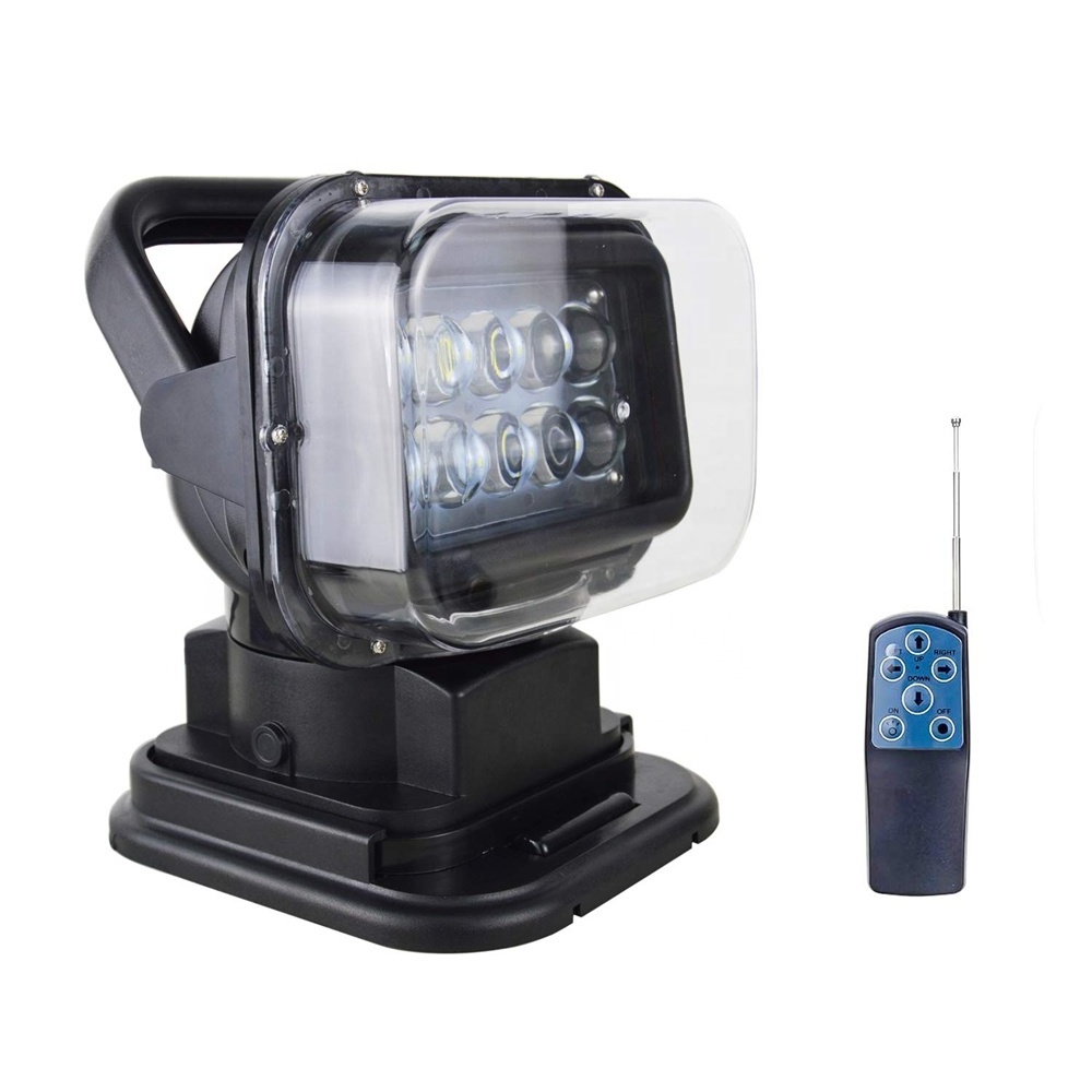 LED 50W Spotlight 12V 24V LED Search Light 360 Degree LED Rotating Remote Control Work Light with Magnetic Base for SUV Boat