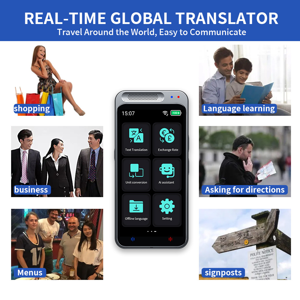 Z6 Spain New Arrival Intelligent Business And Travel Language Translator Smart Leaning Translation Talking translator For Adult