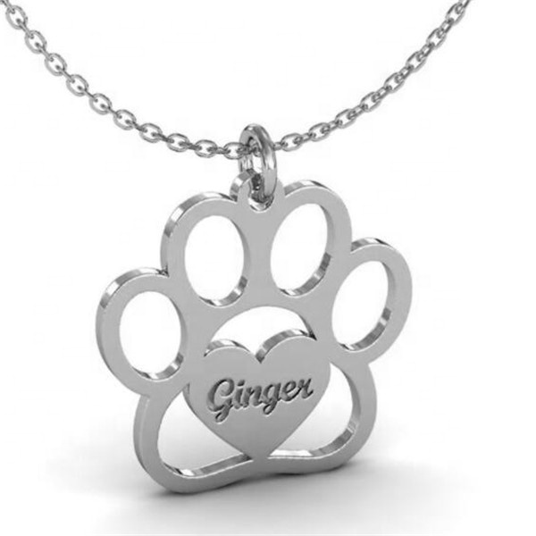 Yiwu Aceon Stainless Steel Child Best Gift Pet Paw Name Necklace Cat Dog Paw Pendant Personalized Bear Footprint Pendant