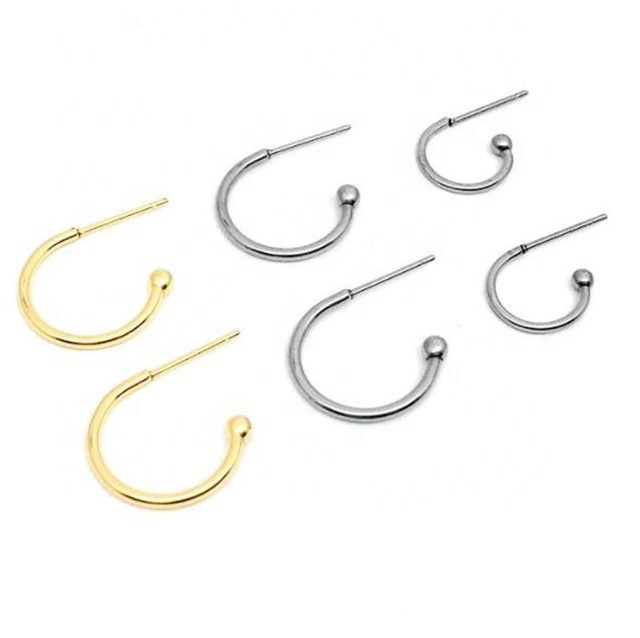 Yiwu Aceon Jewelry Stainless Steel Half Circle End Bead 1.5MM Wire Open Hoop Earring Stud For Charm Basis Earring Hook