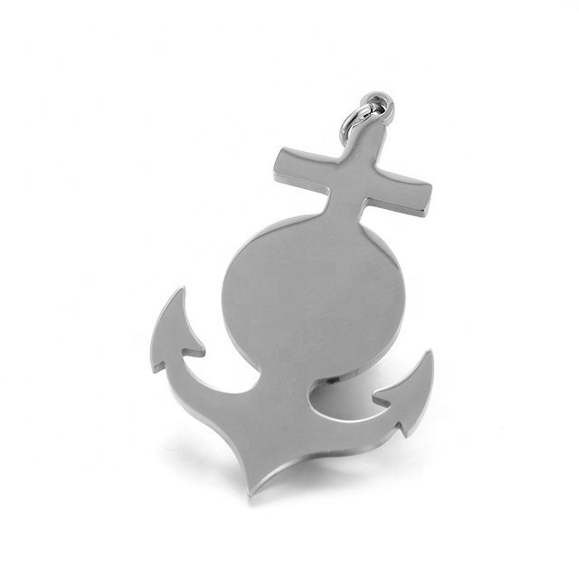 Yiwu Aceon Stainless Steel Fashion Unique Original Designer Blank Jewelry Blank Stamping DIY Engrave Cross Anchor Disc Pendant